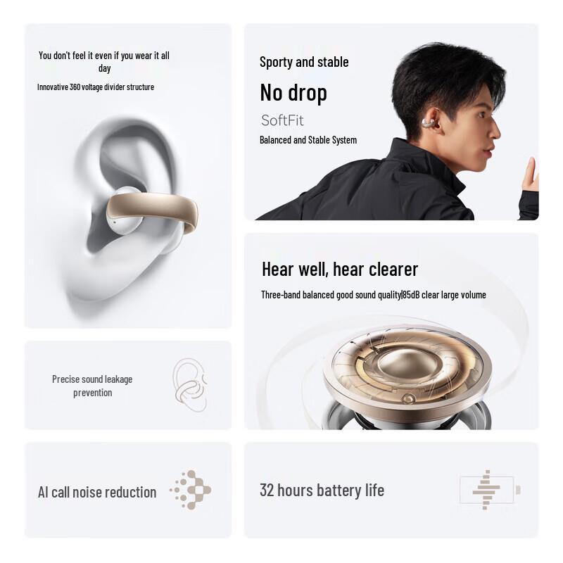 Soundcore AeroClip Open-Ear Sports Bluetooth Earbuds