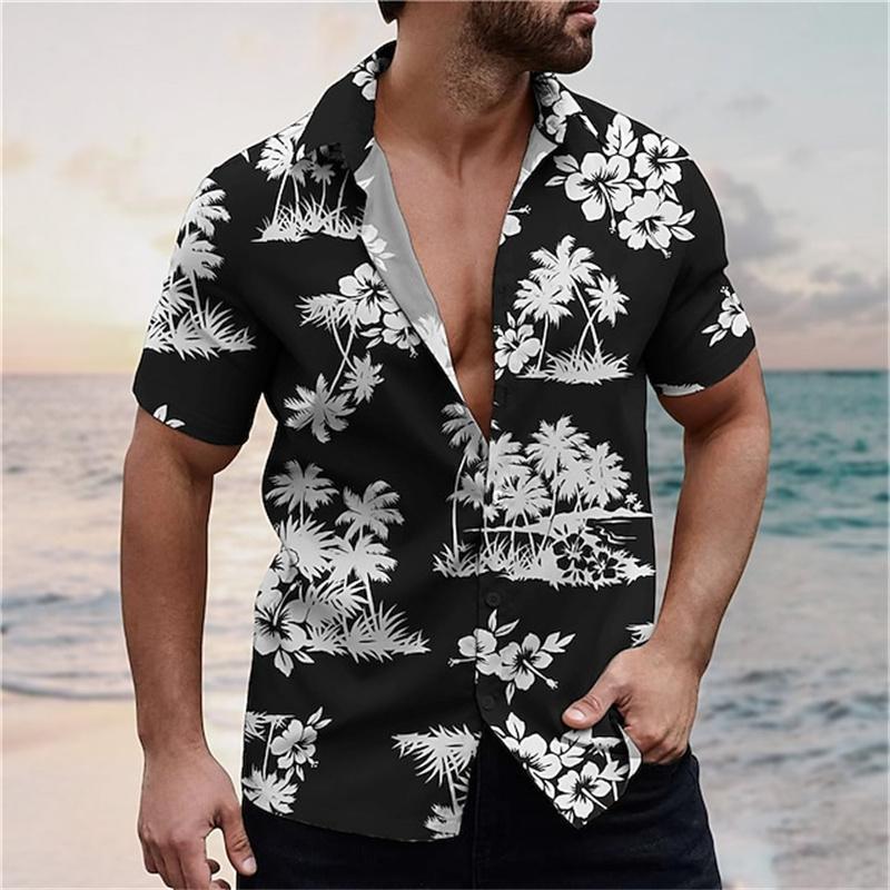 Men's Beach Parrot Printed Shirts Hawaii Breathable Shirts Summer Single Breasted Short Sleeved Shirts Comfortable Men's Shirts