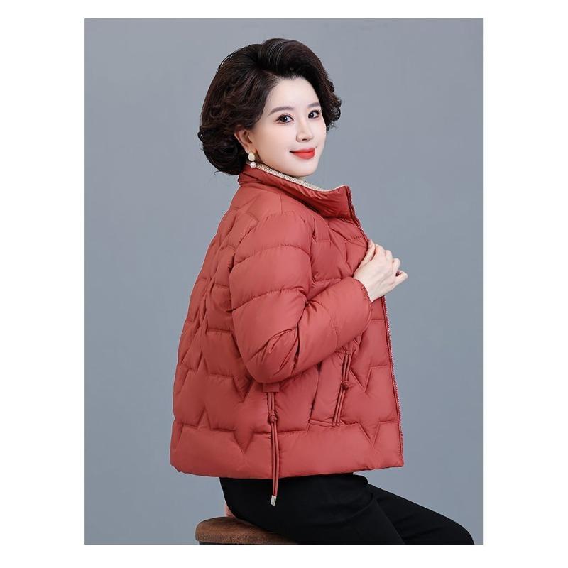 Fashionable Thickened Winter Coat for Middle Aged Women Warm Loose Down Cotton Jacket Plus Size Slim Fit