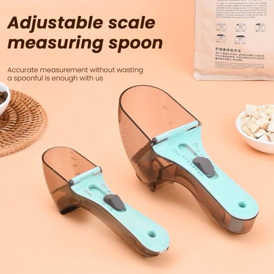 2 Pcs Cat Dog Food Scoop Adjustable Pet Food Measuring Cup with Scale Pet Food Feeding Scoop for Cats Dogs Rabbits Kitchen Gadgets for Rice Flour