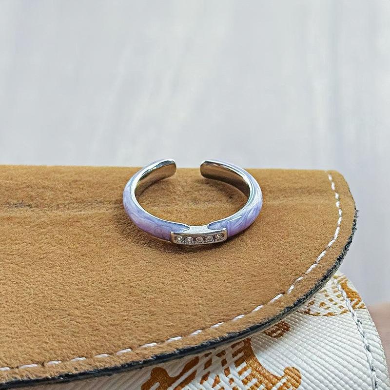 Fashion Purple Enamel Butterfly Open Ring Women S Niche High Sense Light Luxury Delicate Stacked Ring Adjustable opening