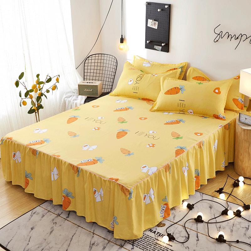 Bed Skirt Anti-dirty Sheet Bedspread Printed Elastic Band Bedclothes Queen King Skin-friendly Beds Protector Bedroom Space Decoration