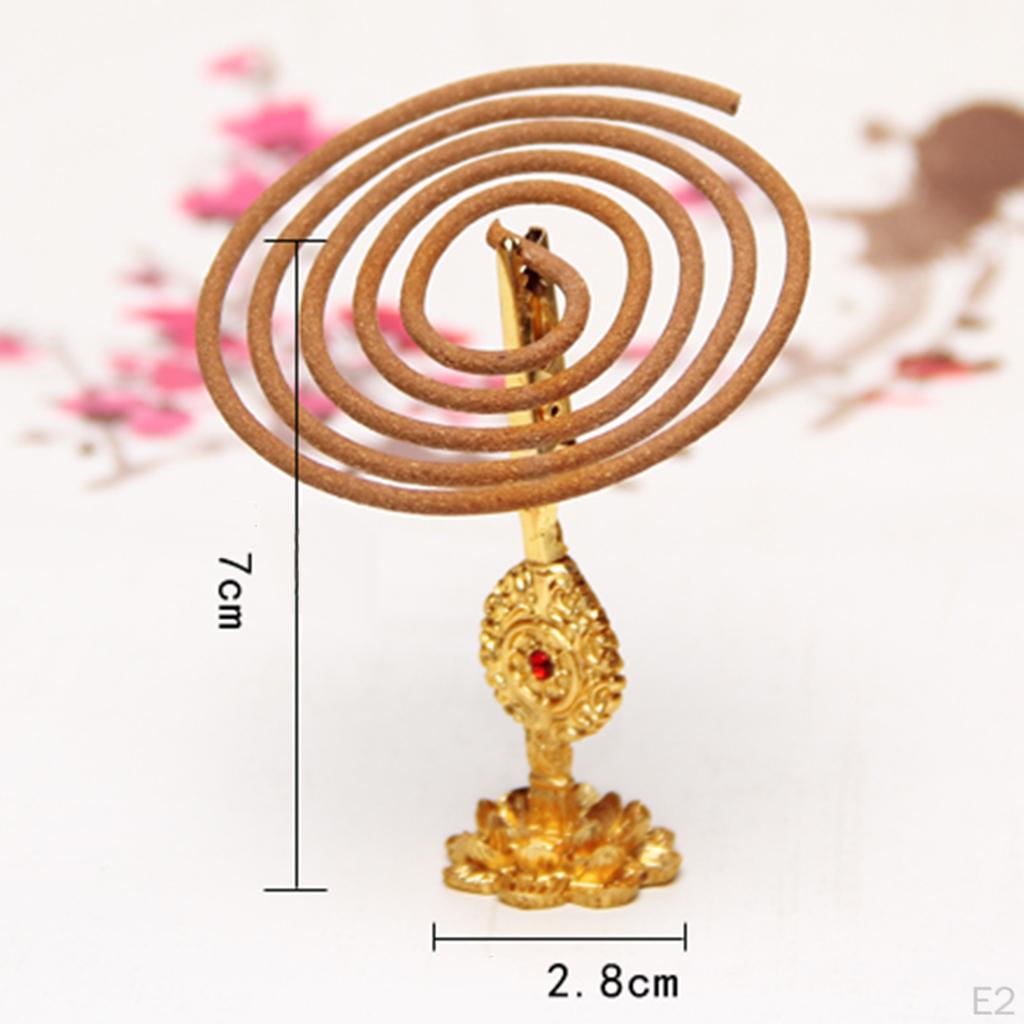 Religious Brass Clip Holder w/ Flower Coil Stick