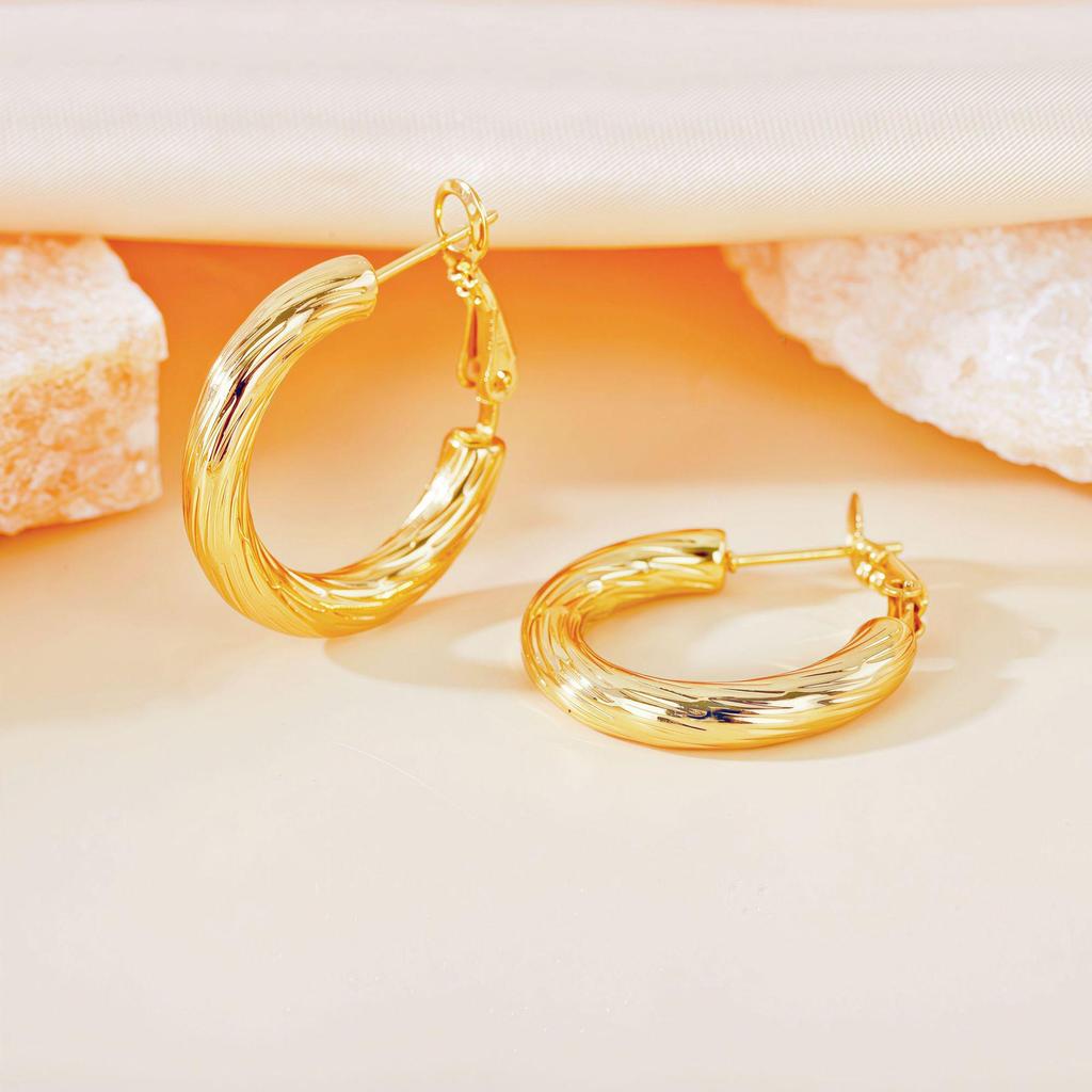 2025 Trendy Large Titanium Steel Hoop Earrings for Women - Exaggerated, High-End, Colorfast Design