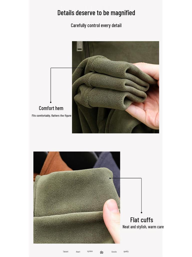 Men's Fleece Jacket: Autumn/Winter Warm Casual Stand-Up Collar Coat for Middle-Aged and Young