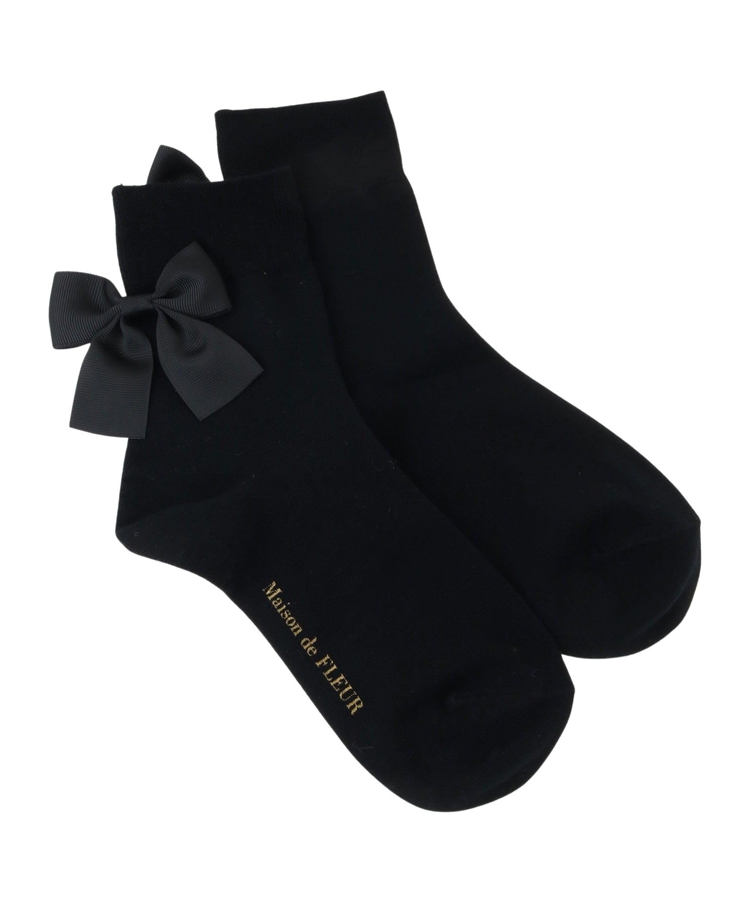 

de Apparel Grosgrain Big Ribbon Socks for Black [Maison Fleur] Women,