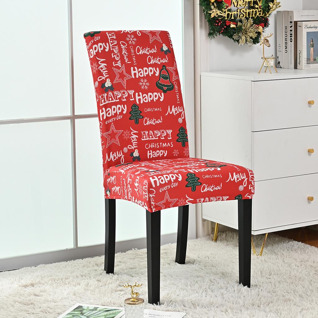 Stretch Print Christmas Chair Cover Christmas Chair Cover Decoration