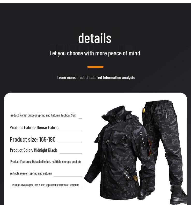 Men's Durable Waterproof Camouflage Jacket & Pants Set - Breathable Workwear for Spring & Autumn Outdoor, Tactical, and Mountaineering Use