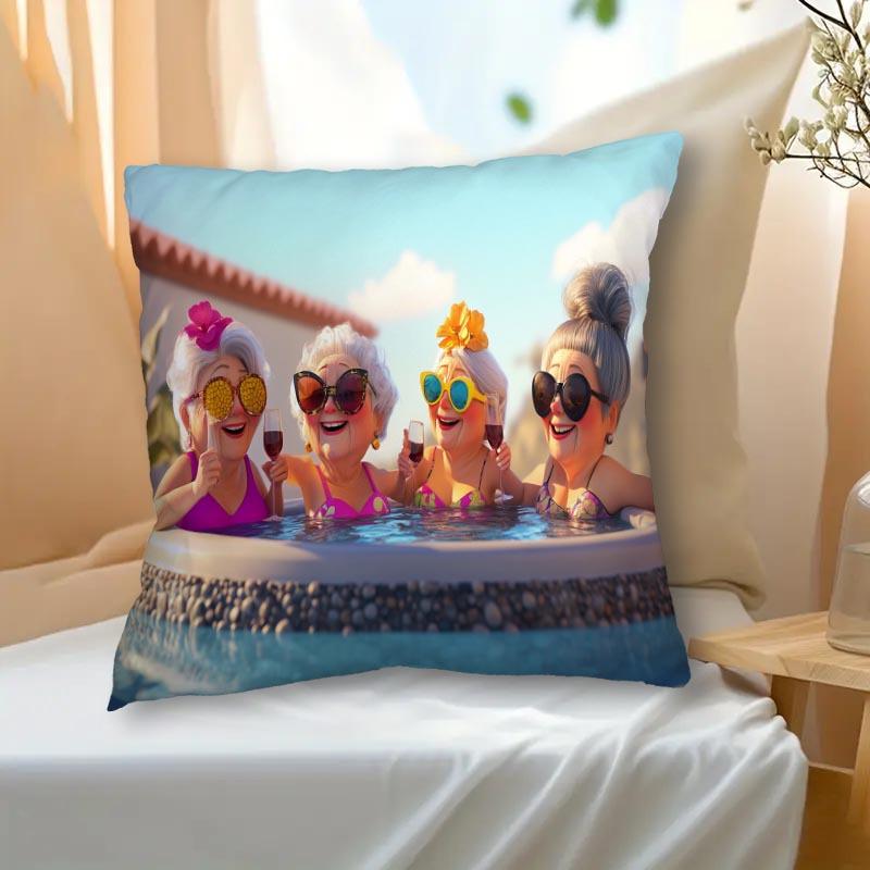 Short Plush Material pillowcaseWhimsical CharacterPrinted Pillowcases for Cozy Decor Sofa Seat Mattress Coverhome Decoration