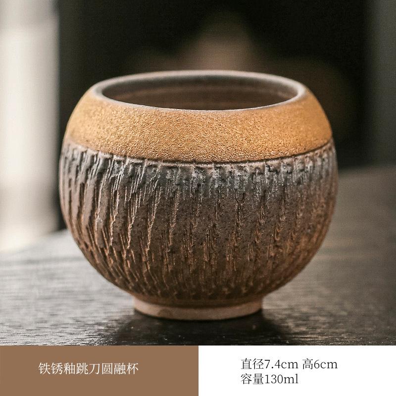 Retro Coarse Pottery Jumping Knife Craft Master Cup Teacup Tea Cup Single Cup Kung Fu Tea Set Household Teacup