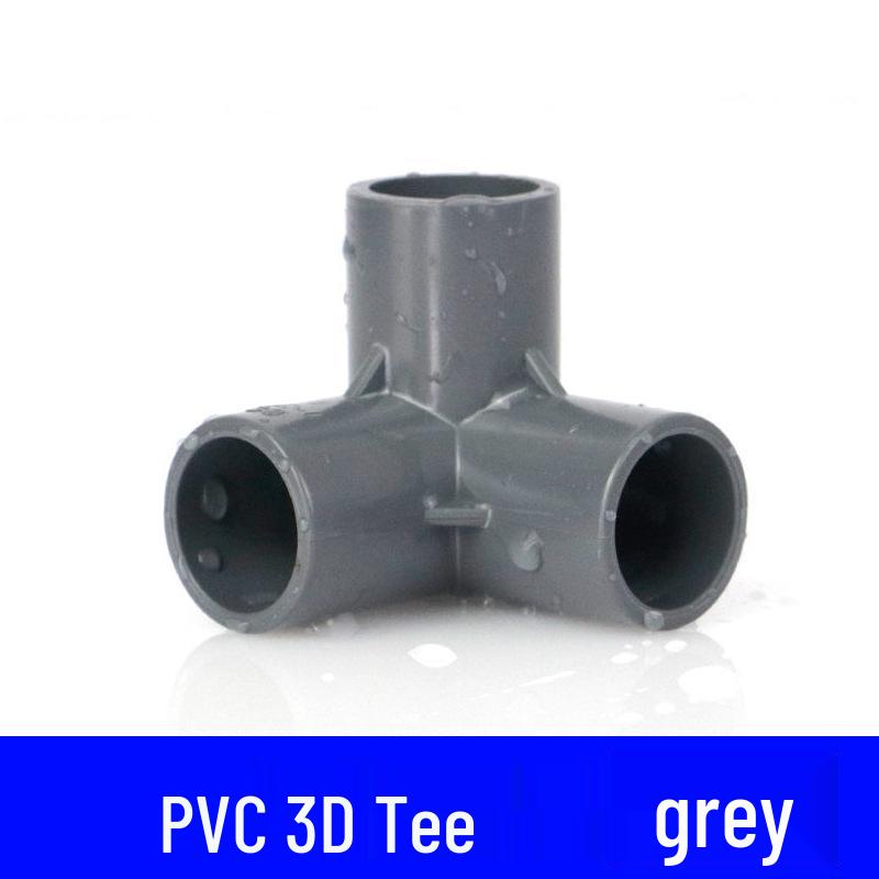 Šedá sada PVC vodovodních tvarovek: Koleno, T-kus, 3-cestný, 4-cestný plastový spoj pro přívod vody do akvária