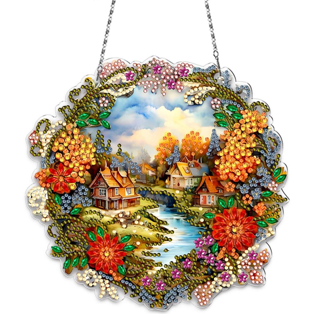 Acrylic 2D Flat DIY Special Shape Hanging Diamond Art Kits Rhinestone Diamond Art Window Pendants Home Wall Decoration Crafts