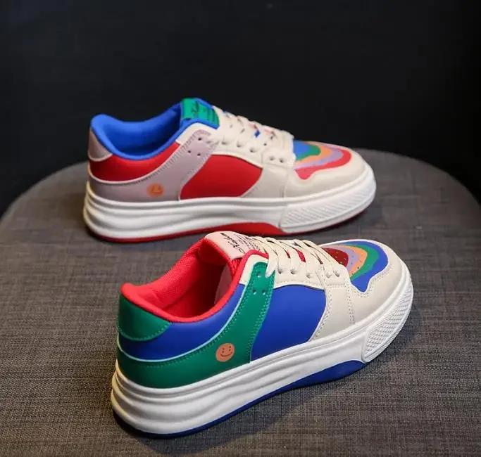 Scarpe da ginnastica alla moda da donna con lacci, scarpe vulcanizzate, coppia, scarpe sportive da donna con plateau antiscivolo, comode scarpe casual da tavola