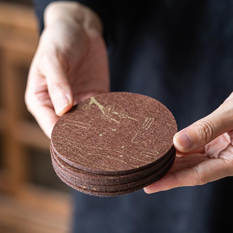 6 Stück Chinesische Untersetzer Teetasse Hitzebeständige Matten Premium-Haptik Hitzebeständig Wasserdicht Zuhause Stoff Tischgeschirr Abstandshalter