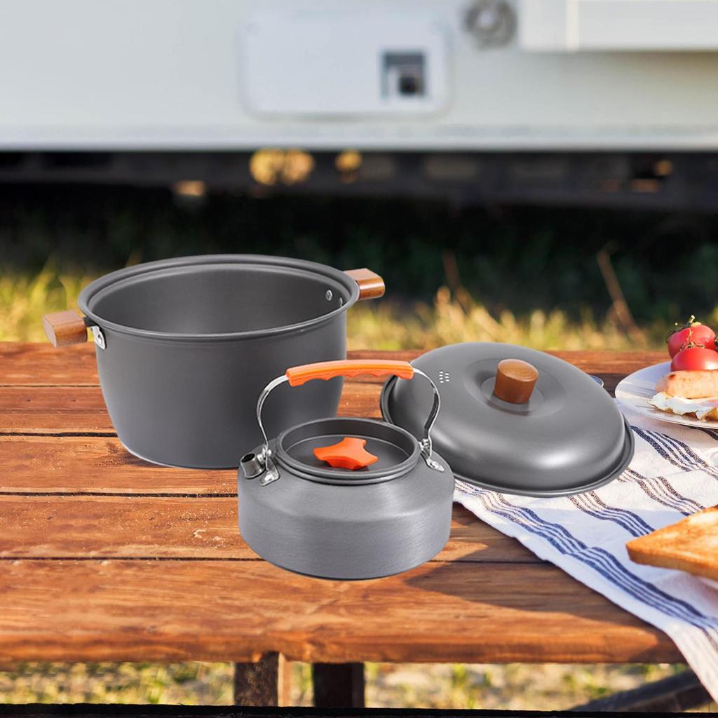 Camping Cooking Set Cookware Dinnerware Pots Kettle Including Carrying Bag for Home