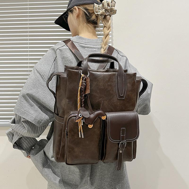 Schoolbag Fashion Women's Backpack Niche Design Shoulder Bag Multi-purpose Versatile Casual Simple Retro Bag Women