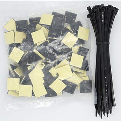 100PCS Self-Adhesive Nylon Cable Tie Holder Zip Tie Fixed Seat Wire Fasten Organizer Reusable Durable Adhesive Tie