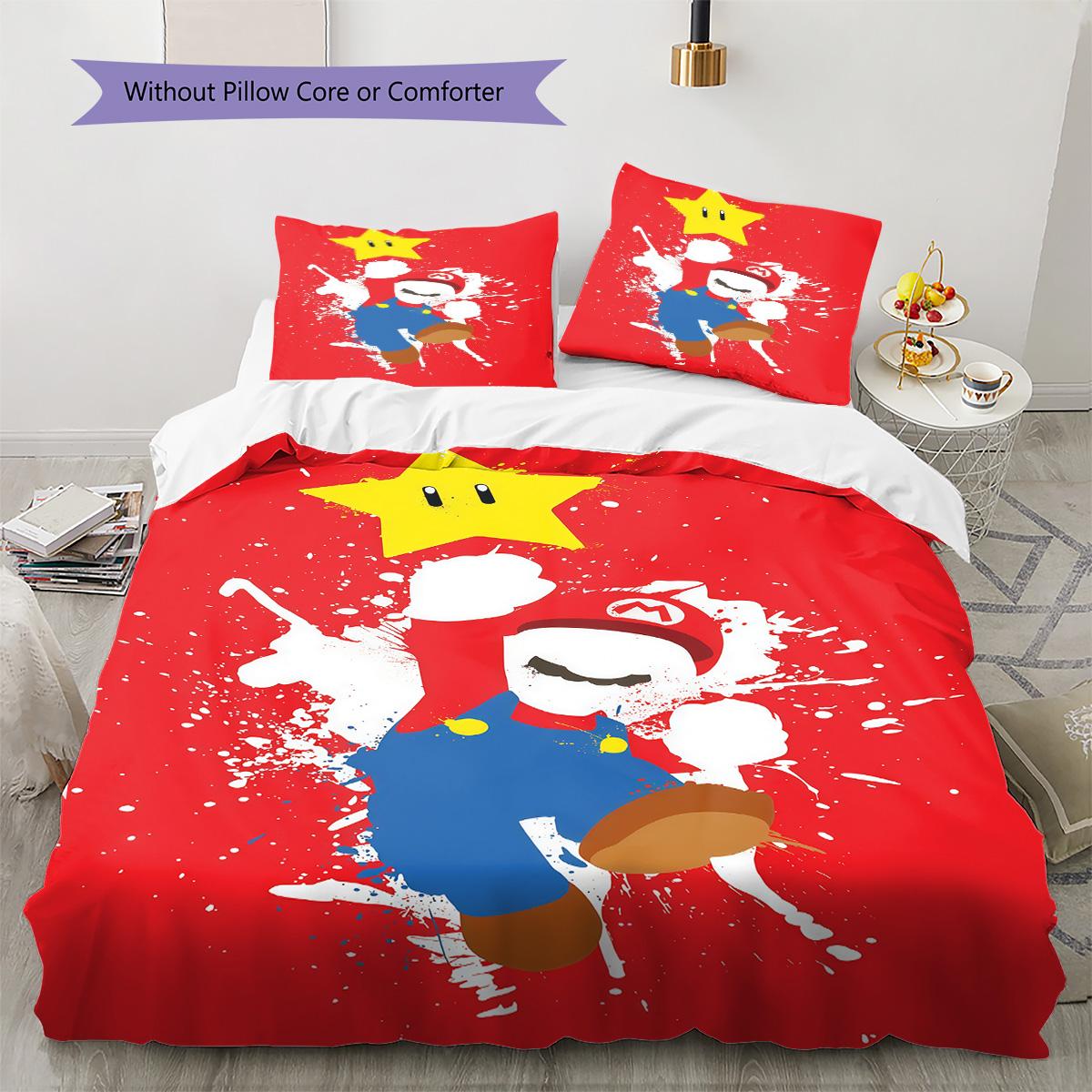 

Super Mario Soft Bedding Set 3PCS Breathable Microfiber Duvet Cover Set Children Game Theme Bedroom Bed Kit 135x200cm