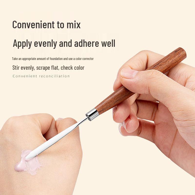 Japanese Wooden Tone Nail Art Mixing Stick with Stainless Steel Rhinestone Gel Polish Stirrer