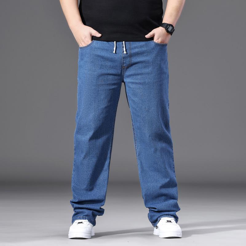 Pantaloni da Uomo Taglie Forti Gamba Dritta Vestibilità Rilassata Colore Unito Vita Elasticizzata Gamba Larga