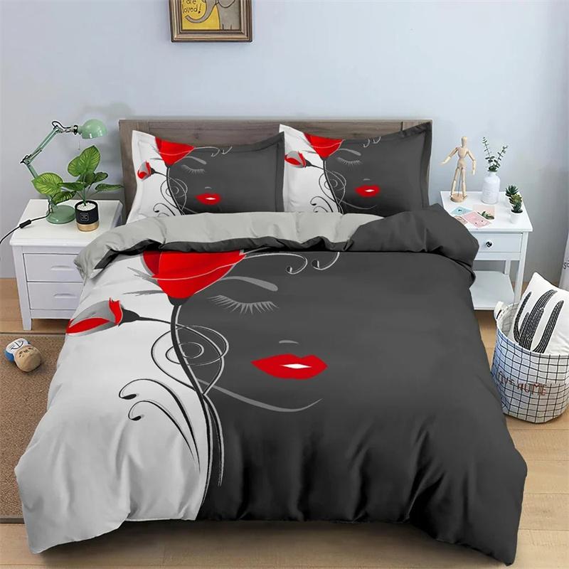 3D Gedrucktes Frauenporträt Bettwäscheset, Mädchen Erwachsene Einzelbett Twin Queen Size, Bettbezug Kissenbezug Bettwäsche