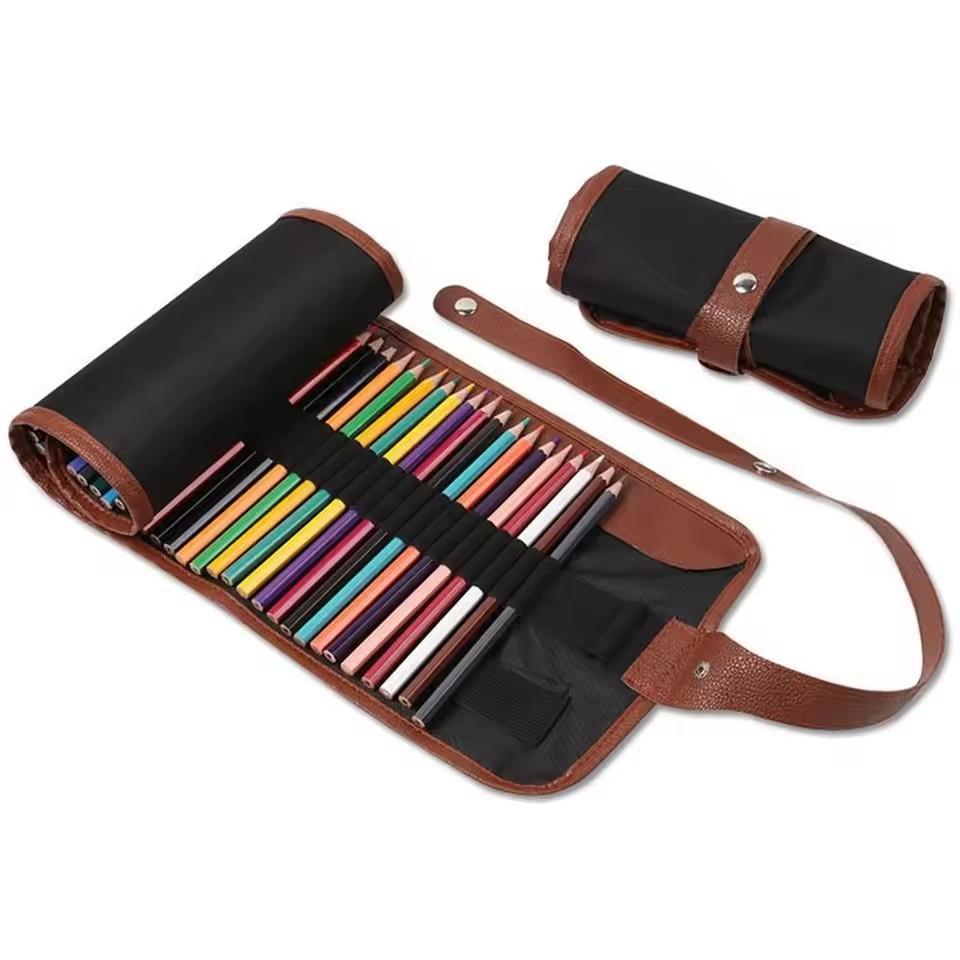 36/48 Holes Makeup Wrap Holder Roll Up Pen Bag Case Holder Storage Writing Supplies Stationery Supplies Cosmetic Bag Supplies