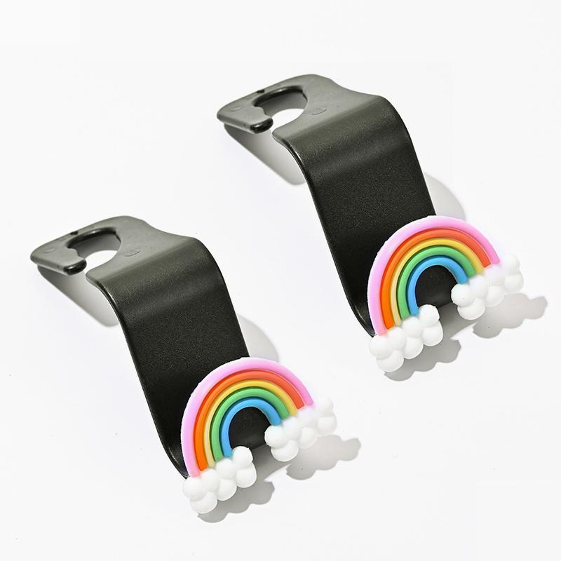 2Pcs Car Seat Back Hook Universal Auto Cute Cartoon Stars Wing Fruit Pig Storage Hanger Hooks Organizer Car Accessories Interior