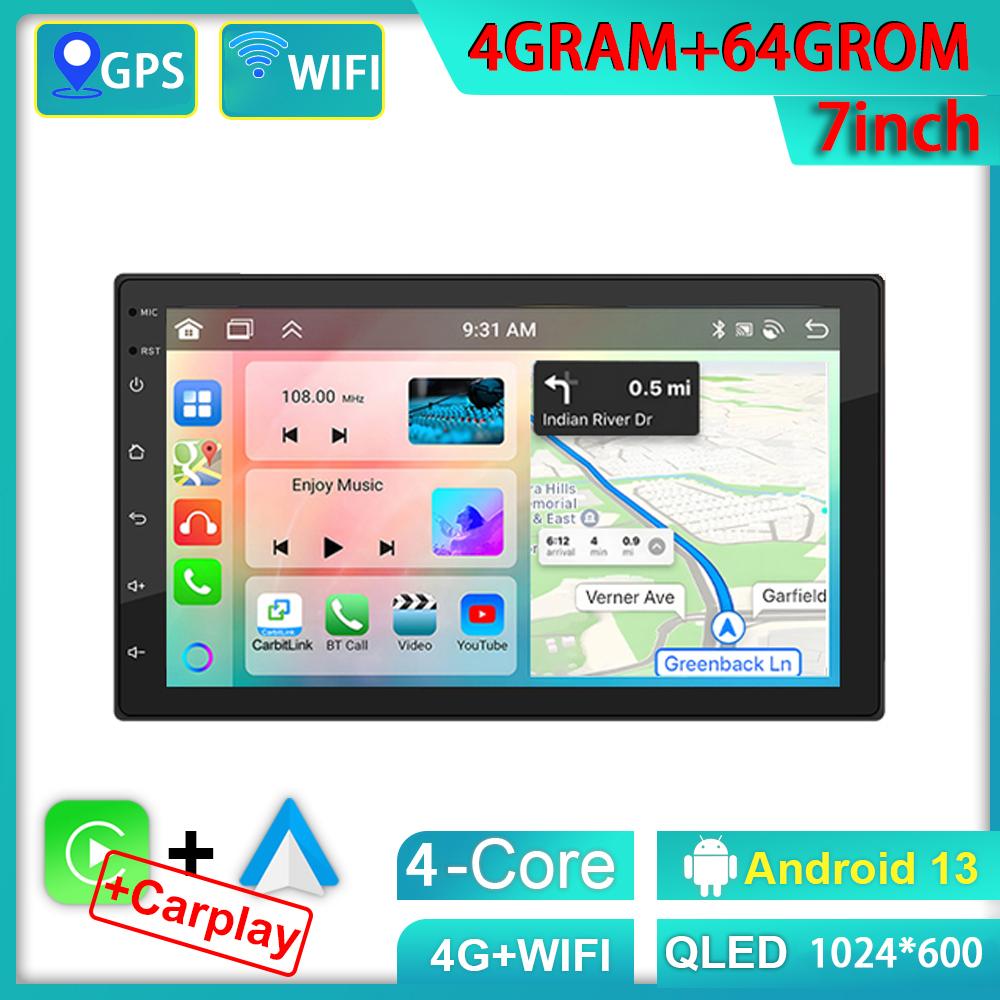 Universal 7 9 10 inch 2Din Car radio Android 13 64G Autoradio Touch Screen Wireless carplay android GPS BT Multimedia Player