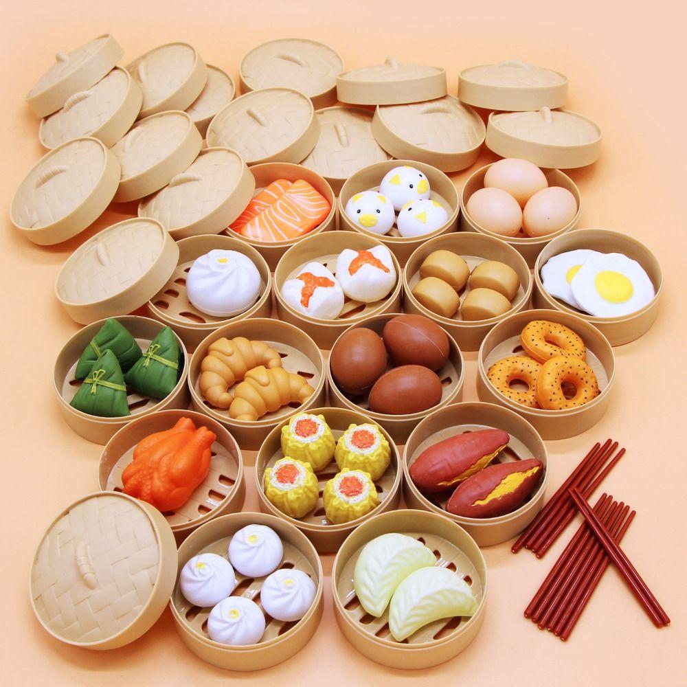 22/31/44/84PCS Miniature Steamer Buns Simulation Kitchen Toy Multicolor Chinese Breakfast Toy  Gift