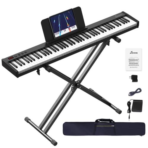 OYAYO 88-Key Digital Piano Set with Stand, MIDI Compatible, Compact and Lightweight, Touch-Sensitive Keyboard, Rechargeable, Perfect for Beginners and