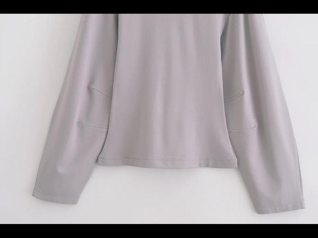 ZA Damski Dwustronny Materiałowy T-shirt z Okrągłym Dekoltem i Zestaw Spodni Casualowych o Prostym Kroju