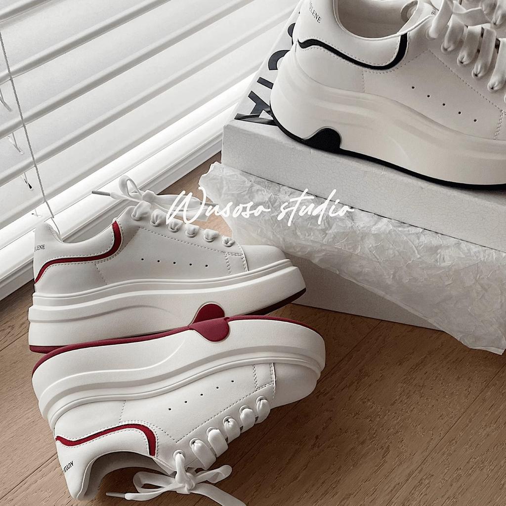 European thick-soled little white shoes for women's 2025 spring new leather versatile casual board shoes to increase the height of versatile fashion s