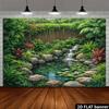 2D Lush Jungle Waterfall Backdrop with Lily Pads for Studio Photoshoot