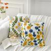 American Pastoral Floral Embroidery Canvas Cushion Cover - Cotton & Linen