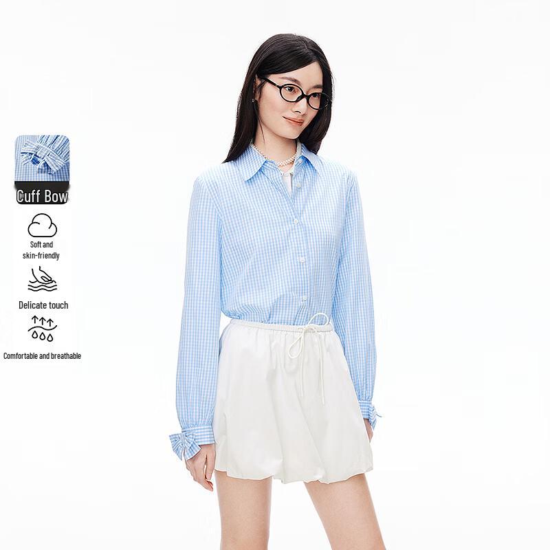 Ledian Women s 2026 Spring Plaid Long Sleeve Shirt L