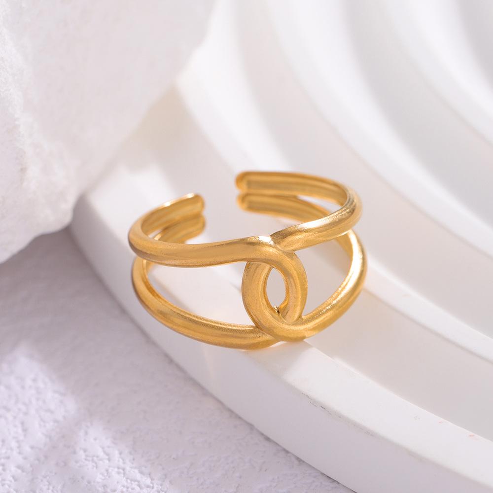 Adjustable Open Titanium Steel Ring - Ladies' Simple No-Fade High-Grade Stainless Steel Design