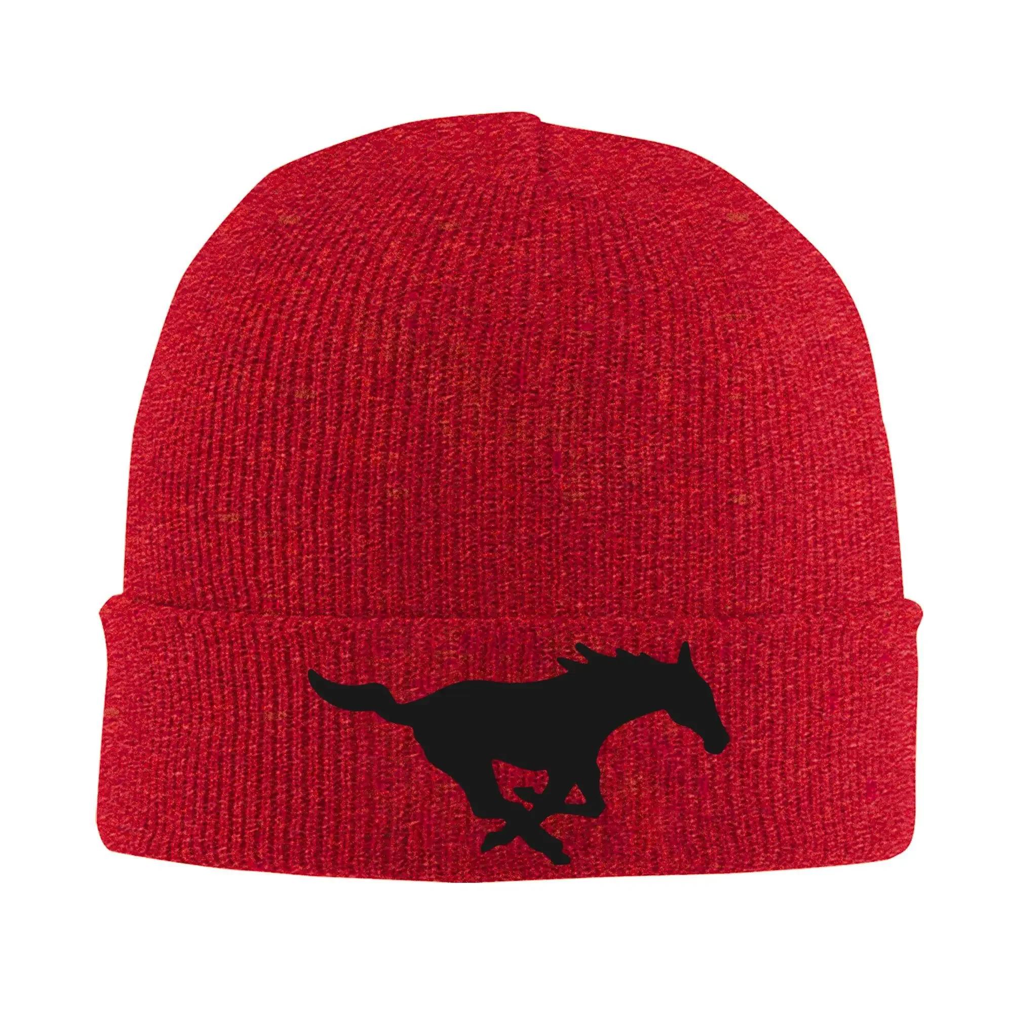 

Custom MMustangs Horse Beanie Cap Unisex Winter Warm Bonnet Homme Knitting Hat Street Outdoor Sport Car Skullies Beanies Hat One Size
