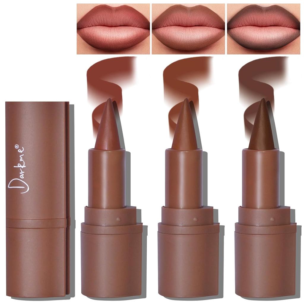 Three color two in one gothic lipliner set, gloss lipliner plump smooth cream lip liner, high pigment long-lasting lipstick