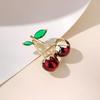 Fashion Cherry Fruit Brooch Pin Jewelry Statement Green Cubic Zircon Cherry Brooch Pin for Collectors and Style Lovers