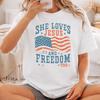 She Loves Jesus and Freedom T-and Kids Tshirt | American Flag Christian Patriotic Tee, Christian Patriotic 4th of July Tee, Faith USA and Kids Tshirt,