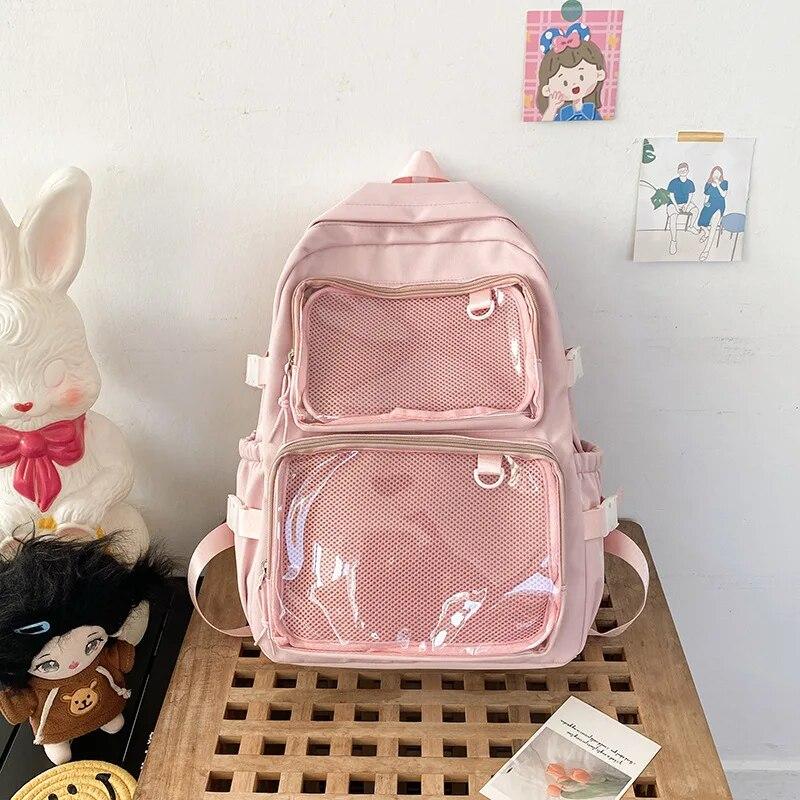 Japonský batoh Kawaii Itabag Women Novinka 2024 Transparentní Batoh Dámský Velkokapacitní Batoh Ita Školní tašky pro vysokoškoláky JK