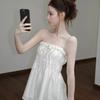 French Side Sling Summer New Light Apricot Waist Thin Top Doll Shirt Belly Hidden Meat A-word Skirt