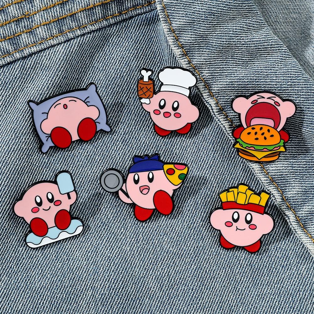Cute Cartoon Kirby Brooch Alloy Material Cartoon Character Design Oil Droplet Process Xz3084-1 Xz3084-2 Xz3084-3 Xz3084-4 Xz3084-5 Xz3084-6