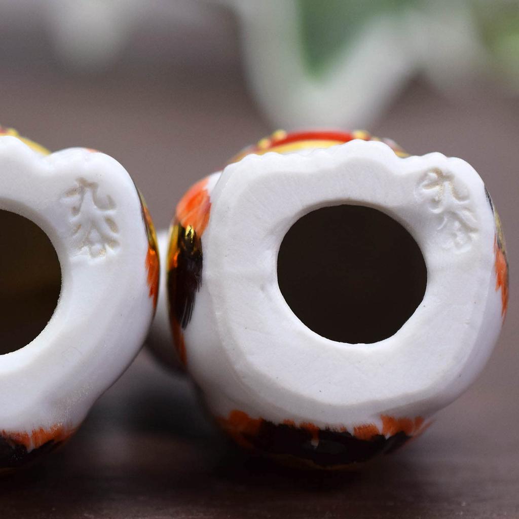 Kutani Ware Chibi Maneki Neko (Lucky Cat) Pair, Calico, Gold-Mike-F