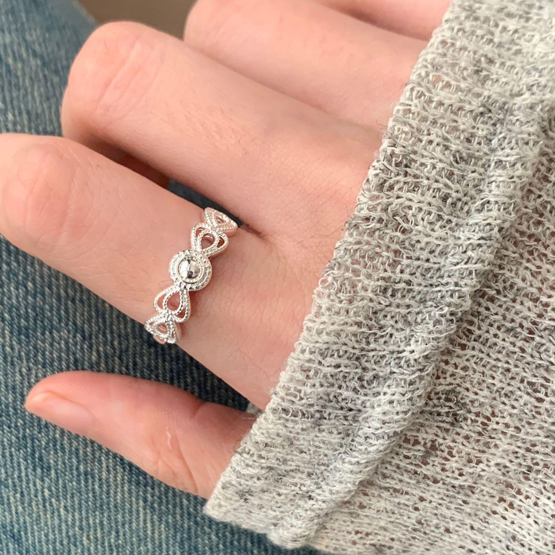 Exquisite Heart Bow Ring: Women s Fashionable, Simple Stackable Open Design - Niche Internet Celebrity Index Finger Ring Adjustable Open Ring