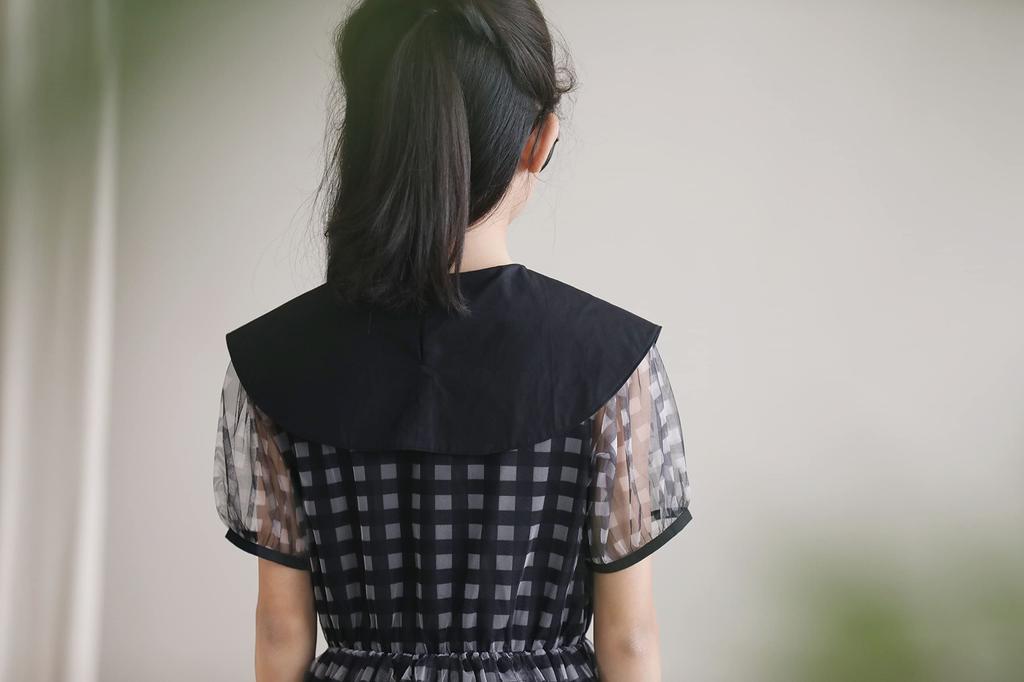 Weileenice Black Size Short Sleeve Checkered Elementary School Entrance Memorial Formal Korean Short Summer Children's Dress, 140, Pattern, Girls'