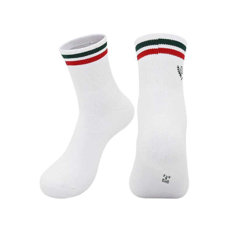 

Summer Professional Badminton Socks Medium Tube Non-Slip Sports Socks Towel Bottom Running Sweat-Absorbing Breathable Embroidered Tennis Socks Msize(34-38shoesize)