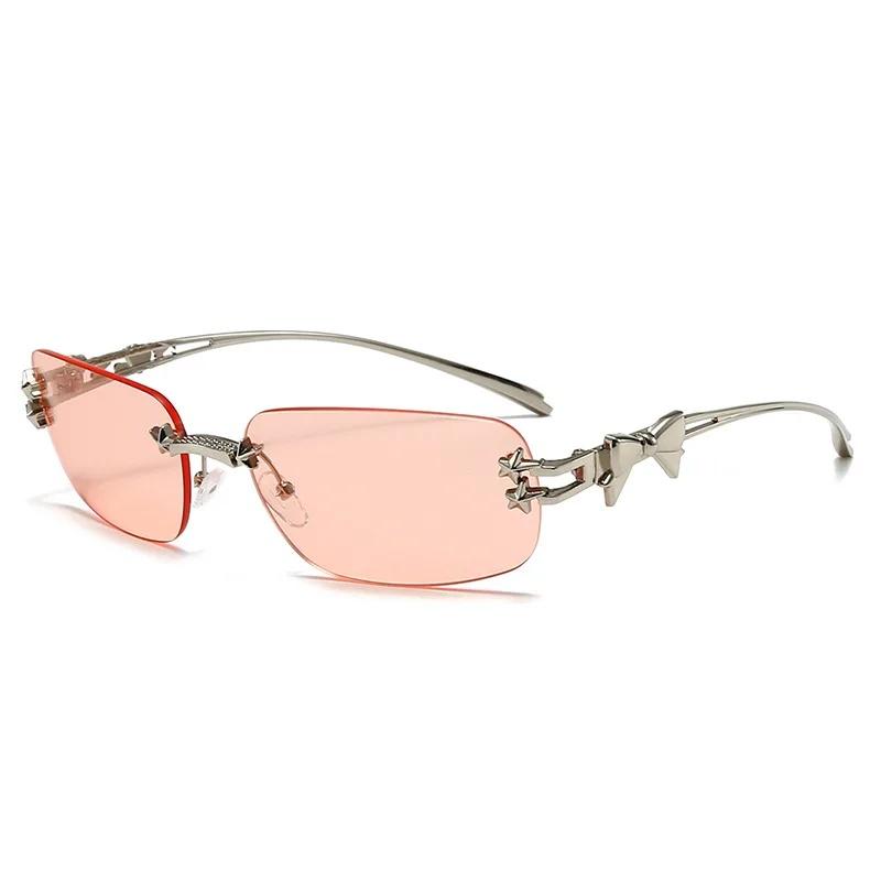 Fashionable Frameless Sunglasses Women Metal Frame Unisex UV400 Protection Summer Glasses High-End Eyewear