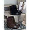 Autumn new retro folded two wear western knight boots women flat bottom inner height increase thin short boots women