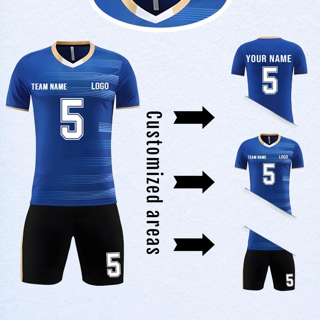 Divise da football per adulti e bambini personalizzate fai da te in tre pezzi